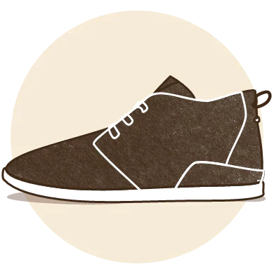 icon of a boot with a soft yellow circle in the background